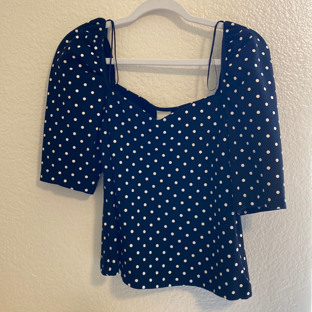 Polka dot puff sleeve stretchy top H&M